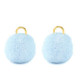 Pompom bedel met oog 10mm - Gold-carolina blue